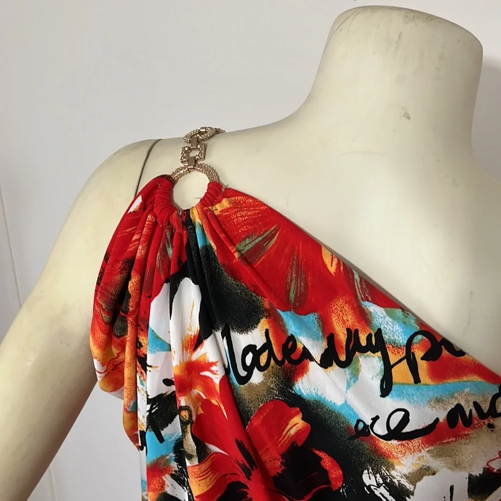CACH’E One Shoulder, Flower Print Mini Dress - Picture 3 of 12